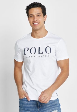 Camisetas masculinas brancas com gola redonda e logotipo Ralph Lauren