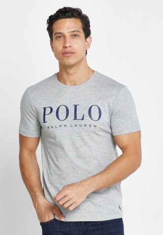 Camisetas masculinas cinzas com gola redonda e logotipo Ralph Lauren