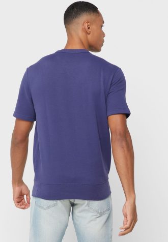 Camisetas masculinas com gola redonda e logotipo Ralph Lauren azul-marinho