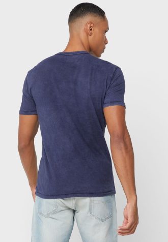 Camisetas masculinas com gola redonda e logotipo Ralph Lauren azul-marinho