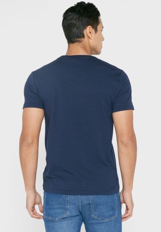 Camisetas masculinas com gola redonda e logotipo Ralph Lauren azul-marinho
