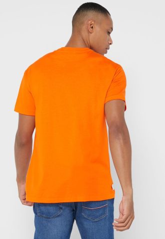 Camisetas masculinas laranja com gola redonda e logotipo Ralph Lauren