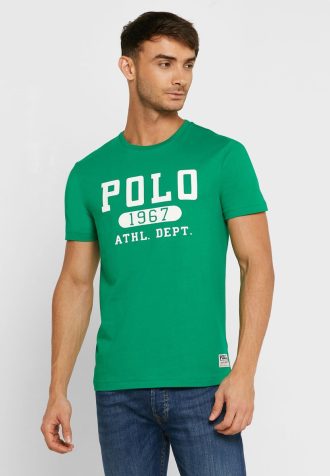 Camisetas masculinas verdes com gola redonda e logotipo Ralph Lauren
