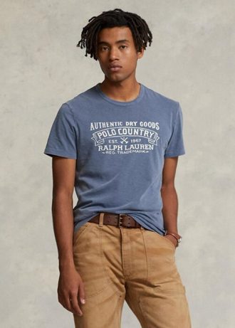 Camisetas polo masculinas Ralph Lauren personalizadas slim fit azul