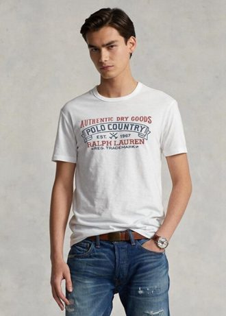 Camisetas polo masculinas Ralph Lauren personalizadas slim fit, brancas, estilo country