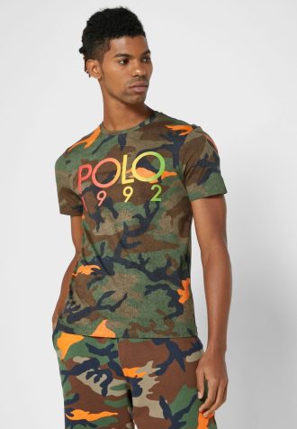 Camisetas Ralph Lauren Camufladas Masculinas Multicoloridas com Gola Redonda