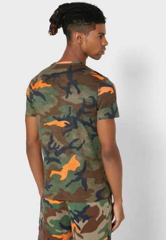 Camisetas Ralph Lauren Camufladas Masculinas Multicoloridas com Gola Redonda