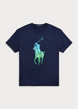 Camisetas Ralph Lauren Classic Fit Big Pony Jersey Masculinas Azul Marinho