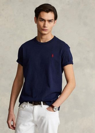 Camisetas Ralph Lauren Classic Fit Heavyweight Jersey Masculinas Azul Marinho