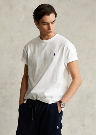 Camisetas Ralph Lauren Classic Fit Heavyweight Jersey Masculinas Brancas