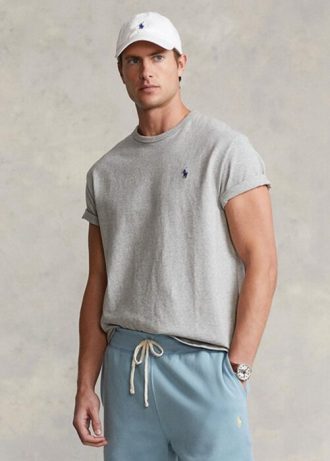 Camisetas Ralph Lauren Classic Fit Heavyweight Jersey Masculinas Cinza