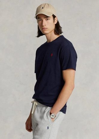Camisetas Ralph Lauren Classic Fit Jersey com gola redonda masculina azul marinho
