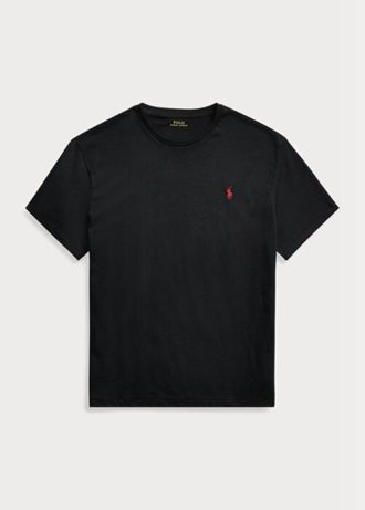 Camisetas Ralph Lauren Classic Fit Jersey com gola redonda pretas masculinas