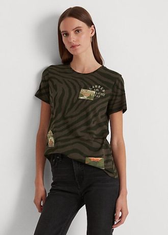 Camisetas Ralph Lauren com estampa de zebra e jersey para mulheres