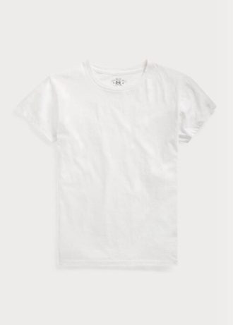 Camisetas Ralph Lauren de algodão com gola redonda femininas brancas