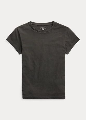 Camisetas Ralph Lauren de algodão com gola redonda pretas femininas