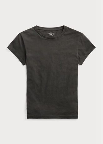 Camisetas Ralph Lauren de algodão com gola redonda pretas femininas