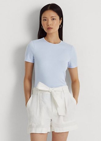 Camisetas Ralph Lauren de algodão elástico azul para mulheres