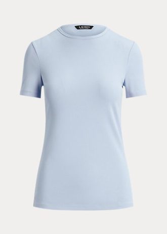 Camisetas Ralph Lauren de algodão elástico azul para mulheres