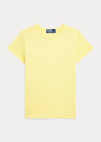 Camisetas Ralph Lauren de algodão orgânico com gola redonda amarelas para mulheres