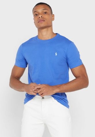 Camisetas Ralph Lauren Essential Gola Redonda Masculinas Azuis