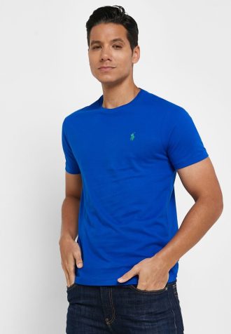 Camisetas Ralph Lauren Essential Gola Redonda Masculinas Azuis