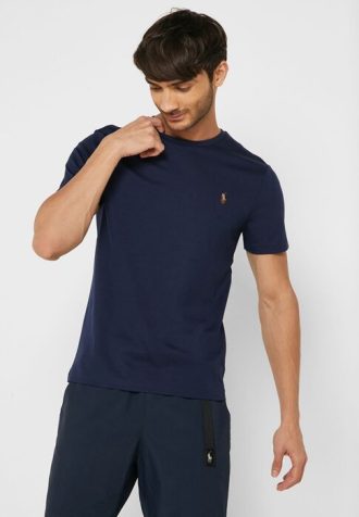 Camisetas Ralph Lauren Essential Gola Redonda Masculinas Azul Marinho