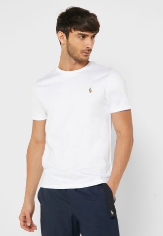 Camisetas Ralph Lauren Essential Gola Redonda Masculinas Brancas