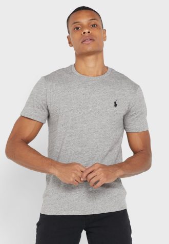 Camisetas Ralph Lauren Essential Gola Redonda Masculinas Cinza