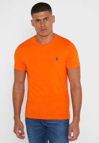 Camisetas Ralph Lauren Essential Gola Redonda Masculinas Laranja