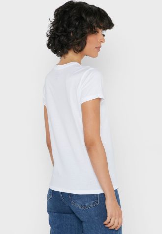 Camisetas Ralph Lauren Femininas Brancas com Gola Redonda e Estampa