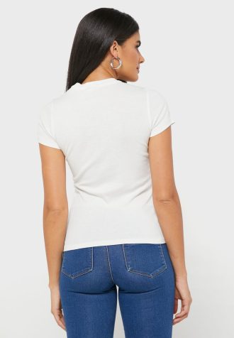 Camisetas Ralph Lauren Femininas Brancas com Gola Redonda e Estampa