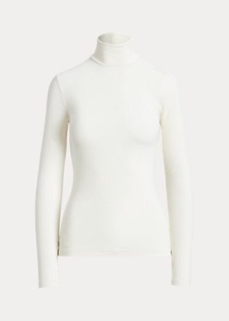 Camisetas Ralph Lauren Femininas de Gola Alta com Elástico e Canelado