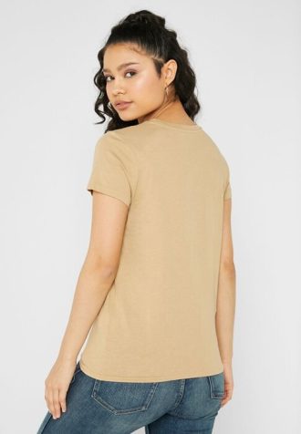 Camisetas Ralph Lauren Femininas Marrons com Estampa de Gola Redonda