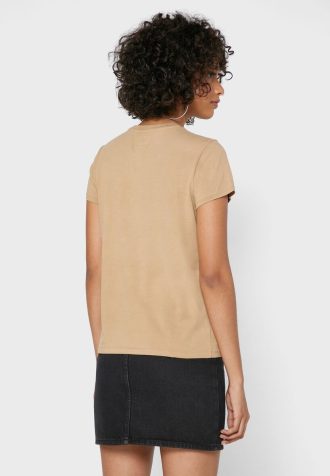 Camisetas Ralph Lauren femininas marrons com gola redonda e logotipo