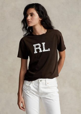Camisetas Ralph Lauren Femininas Marrons com Logotipo RL Jersey