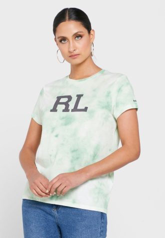 Camisetas Ralph Lauren Femininas Verdes com Gola Redonda e Estampa
