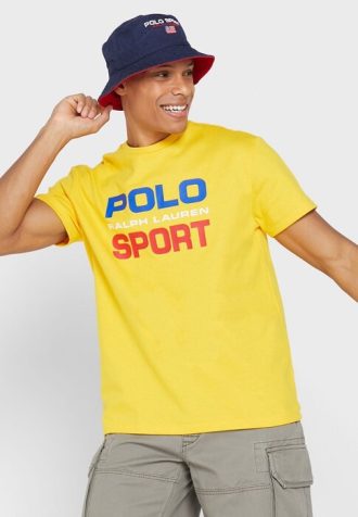 Camisetas Ralph Lauren Masculinas Amarelas com Gola Redonda e Logotipo