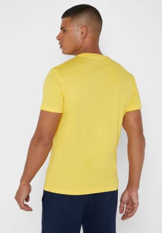 Camisetas Ralph Lauren Masculinas Amarelas com Logo no Peito e Gola Redonda