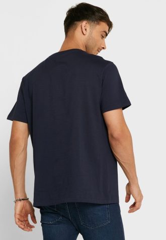 Camisetas Ralph Lauren Masculinas Azul Marinho com Logotipo Bordado e Gola Redonda