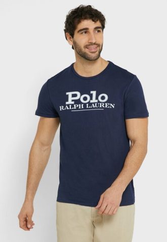 Camisetas Ralph Lauren Masculinas Azul Marinho com Logotipo no Peito
