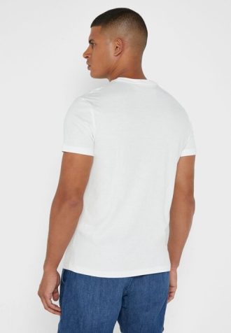 Camisetas Ralph Lauren Masculinas Brancas com Logotipo no Peito e Gola Redonda