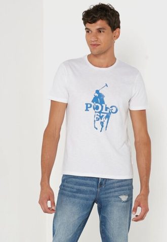 Camisetas Ralph Lauren Masculinas Brancas Estampadas Gola Redonda