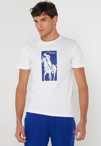 Camisetas Ralph Lauren Masculinas Brancas Estampadas Gola Redonda