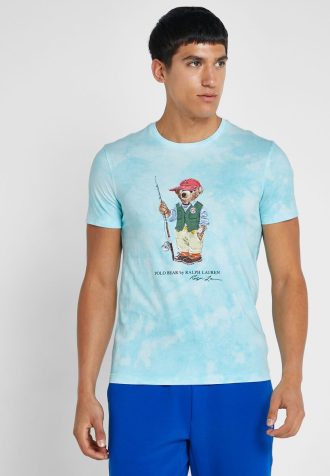 Camisetas Ralph Lauren Masculinas com Estampa de Gola Redonda Azul