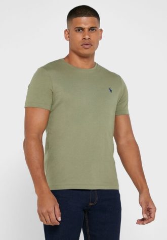 Camisetas Ralph Lauren Masculinas Verdes com Logo no Peito e Gola Redonda