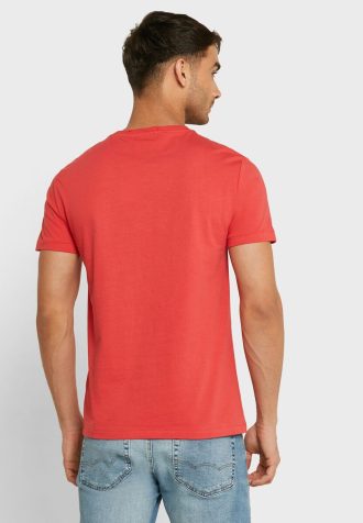 Camisetas Ralph Lauren Masculinas Vermelhas com Gola Redonda e Slogan