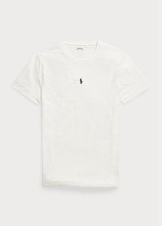 Camisetas Ralph Lauren personalizadas brancas com gola redonda e ajuste fino