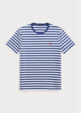 Camisetas Ralph Lauren personalizadas de corte slim listradas azuis para homens