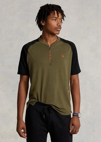 Camisetas Ralph Lauren personalizadas de desempenho slim fit masculinas verde oliva